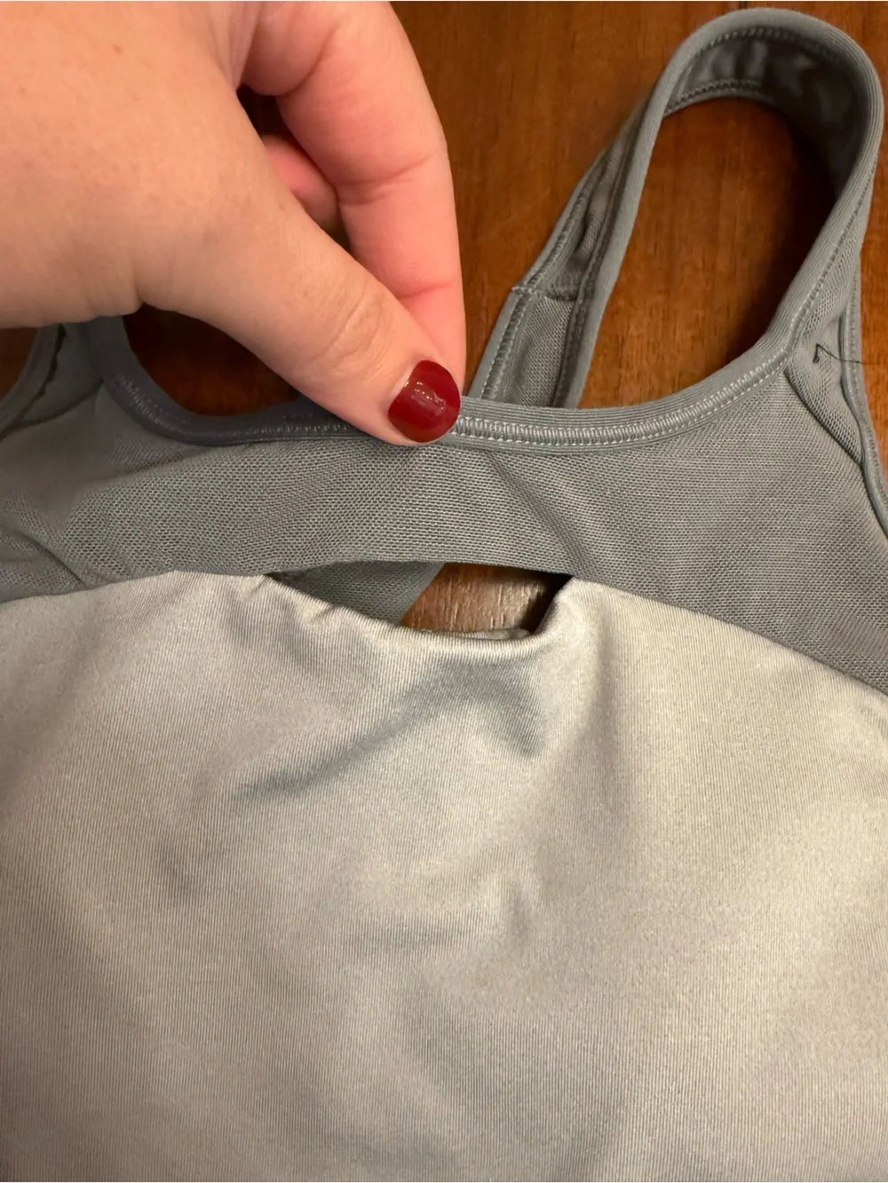 Nike Gray Cross-Back Sports Bra with Coral Logo Band